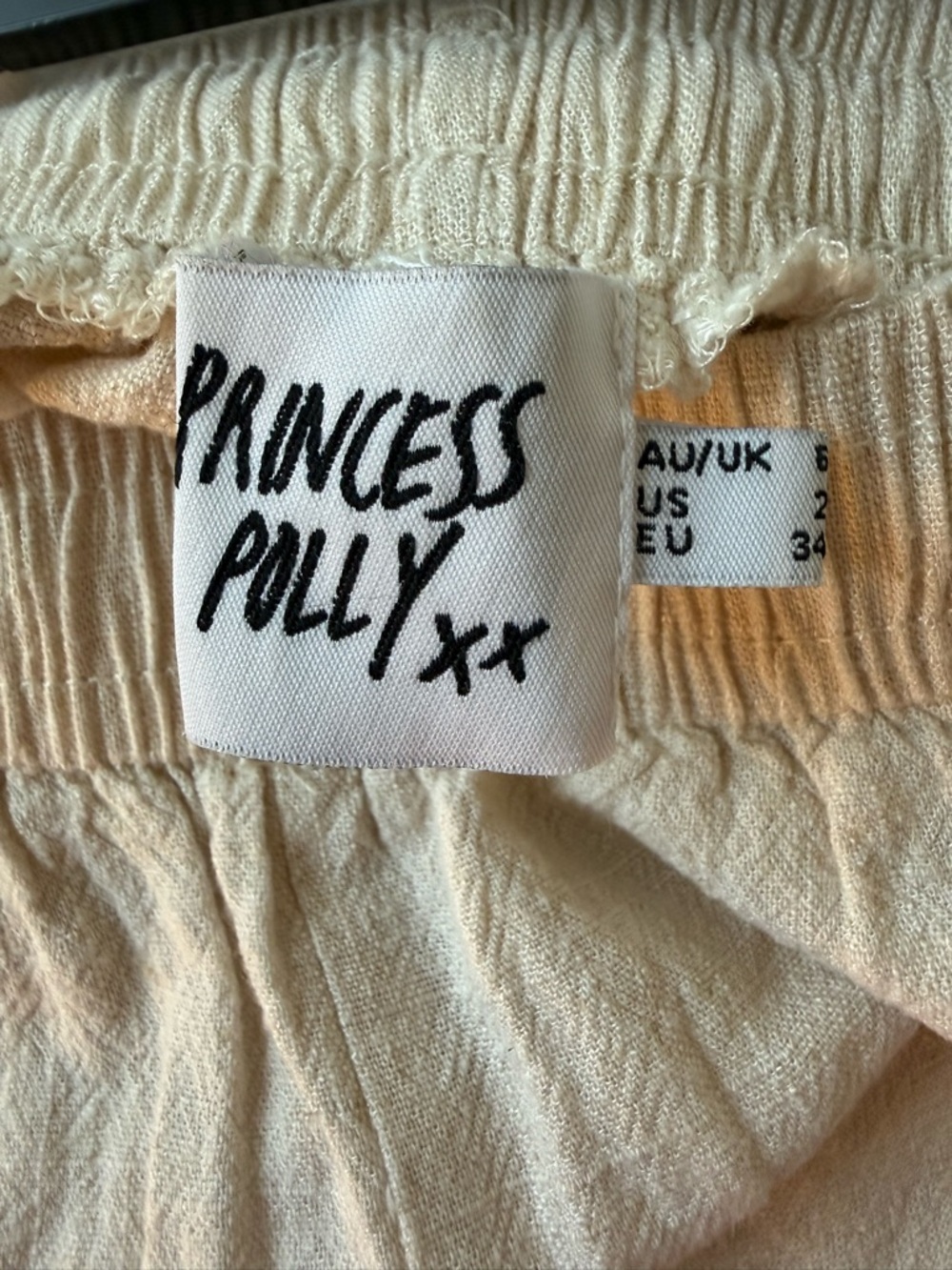 Princess Polly Louis Linen Blend Pants Beige Size 2 Petite - Picture 5 of 5